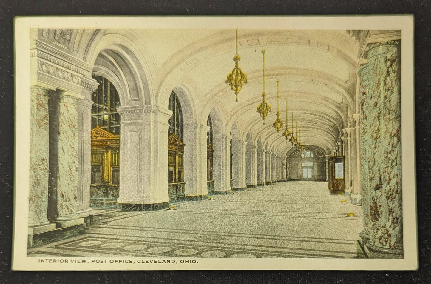 Interior View, Post Office, Cleveland, Ohio - Vintage Postcard