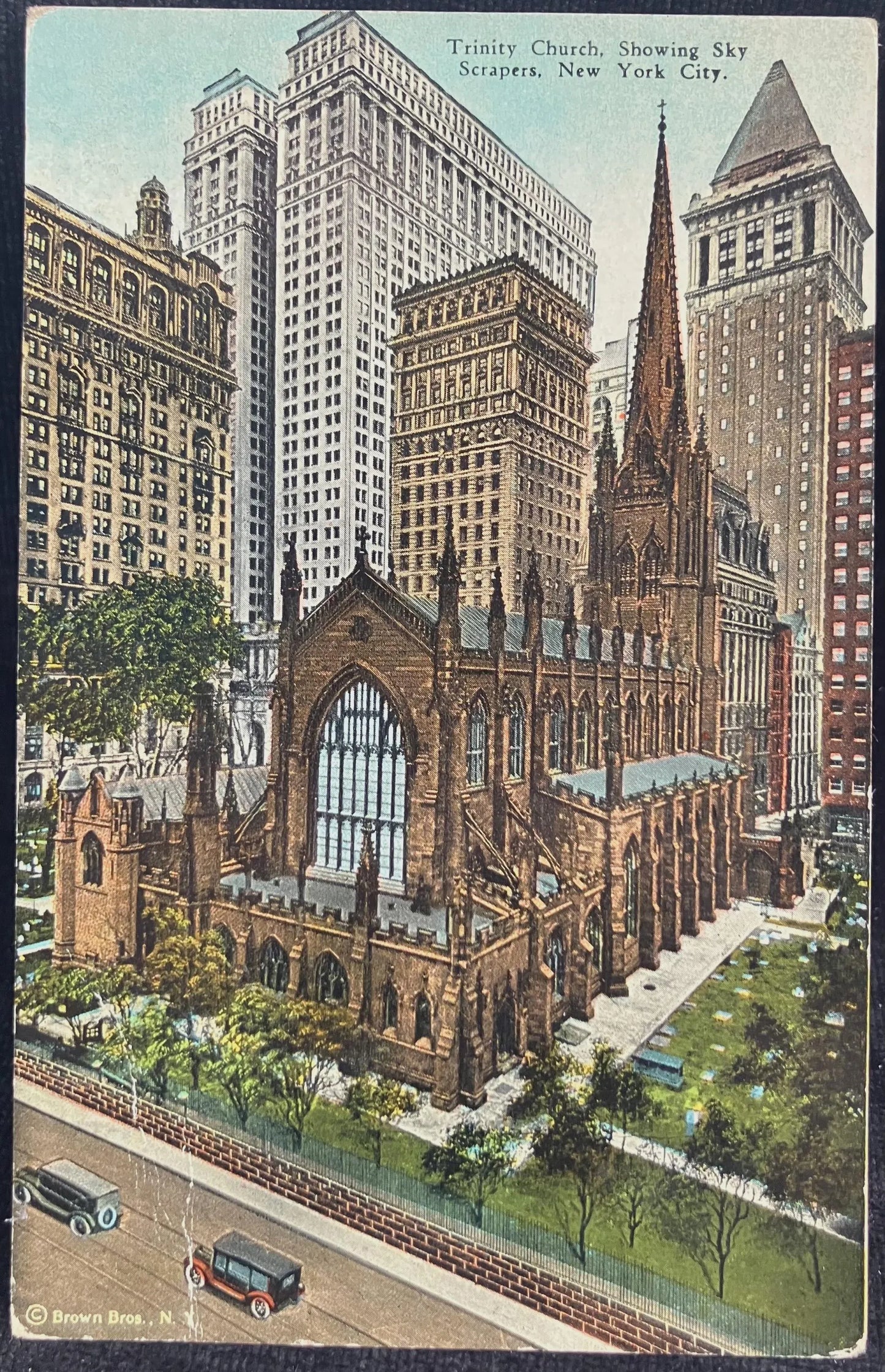 Trinity Church, Showing Skyscrapers, New York City, New York - Vintage Postcard