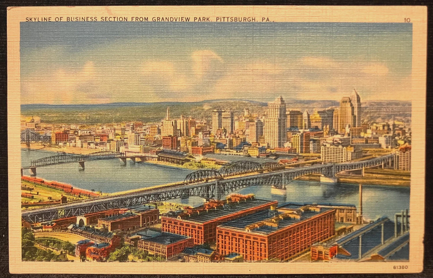 Skyline of Business Section from Grandview Park, Pittsburgh, Pennsylvania - Vintage Postcard