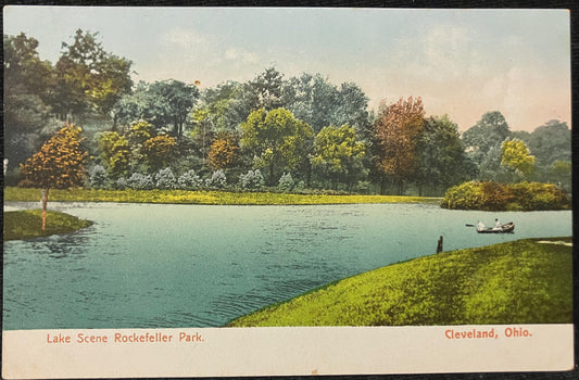 Lake Scene in Rockefeller Park - Cleveland, Ohio - Vintage Postcard