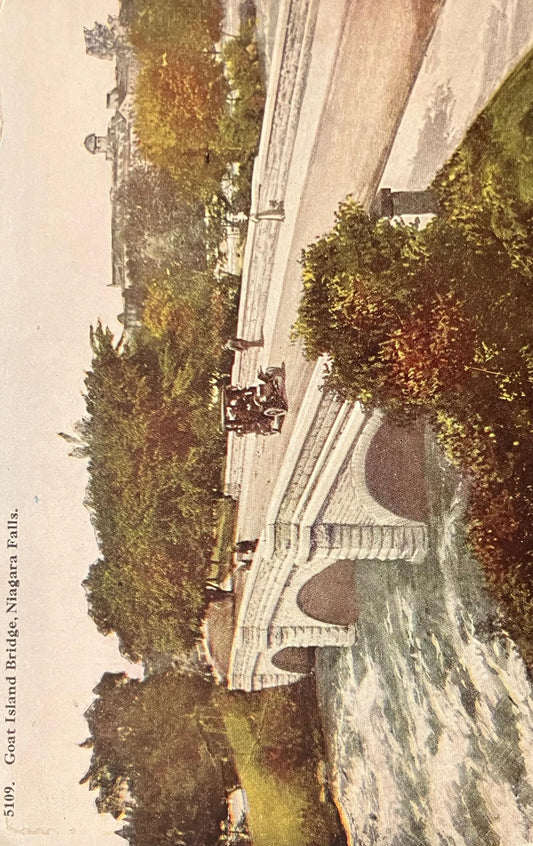 Goat Island Bridge, Niagara Falls, New York - Vintage Postcard