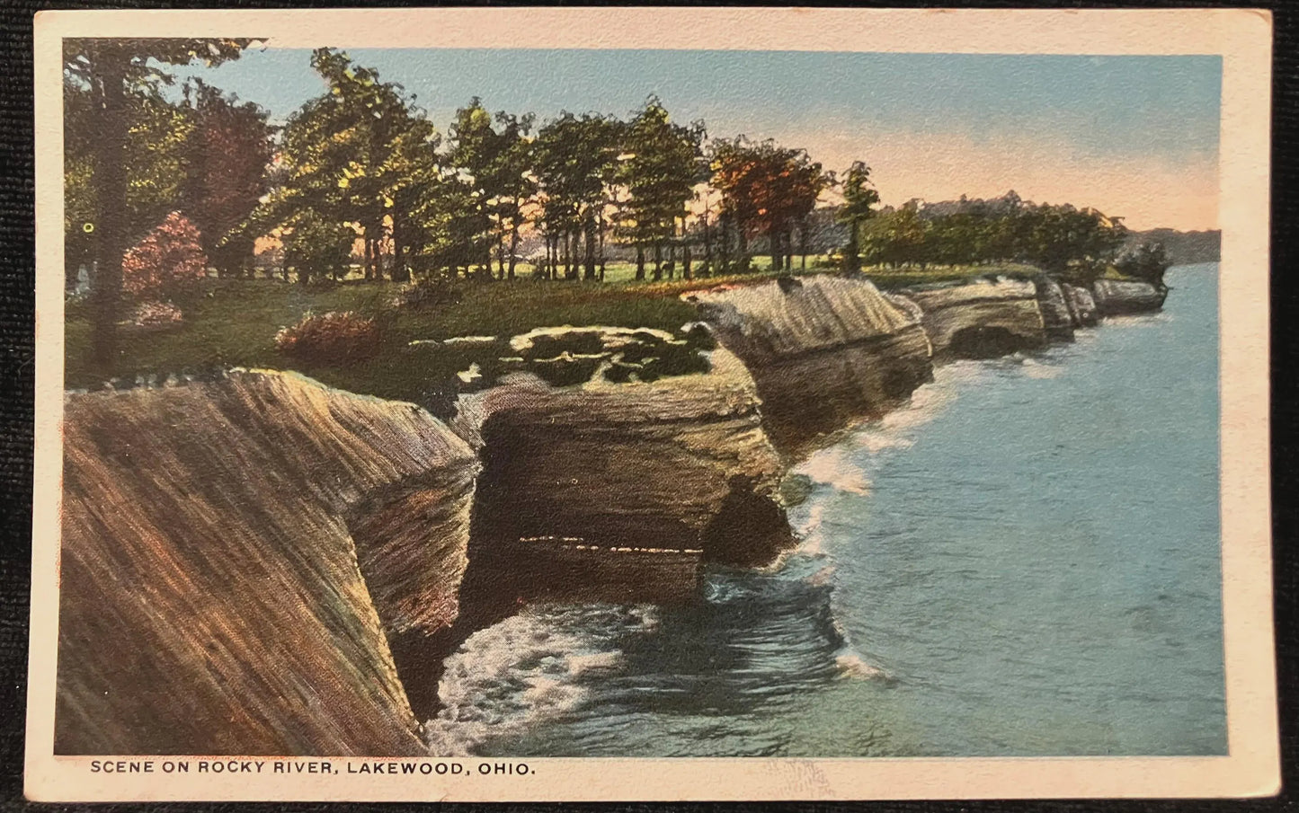 Scene on Rocky River, Lakewood, Ohio - Vintage Postcard