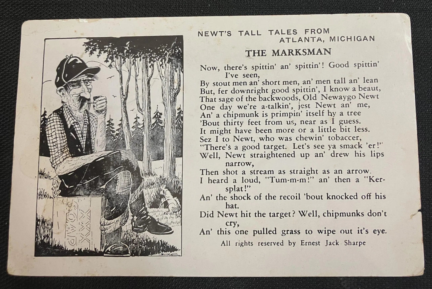 Cooper Press - Newt’s Tall Tales from Atlanta, Michigan - The Marksman - Vintage Postcard