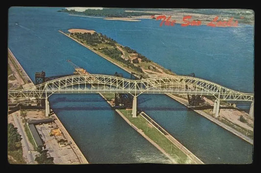 Soo Locks, Sault Ste. Marie, Michigan - Vintage Postcard