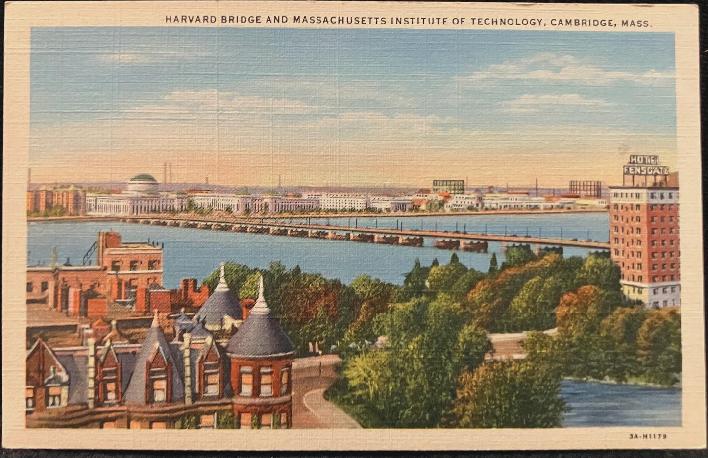 Harvard Bridge and Massachusetts Institute of Technology, Cambridge, Massachusetts - Vintage Postcard