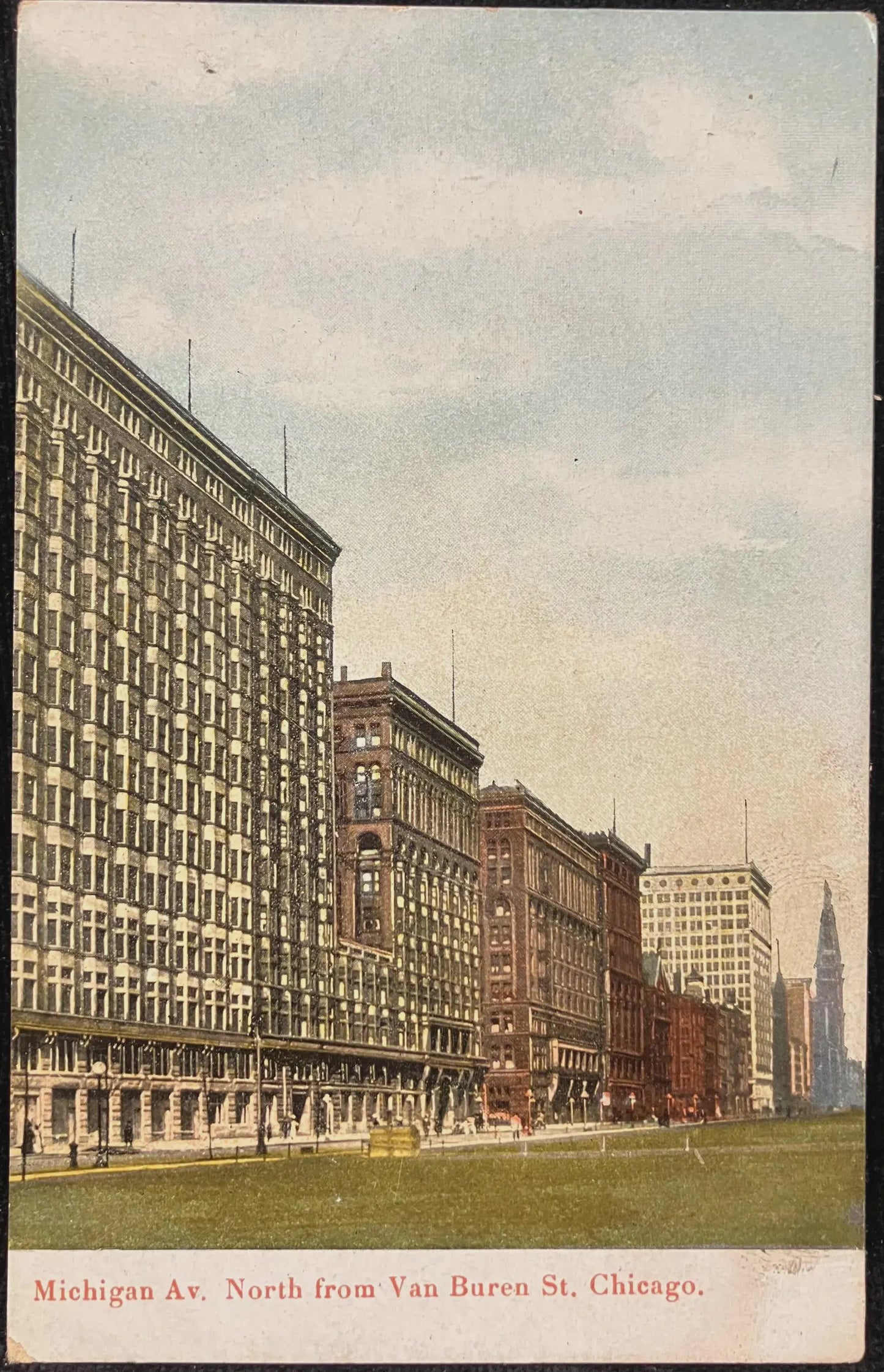 Michigan Ave. North from Van Buren St., Chicago, Illinois - Printed in Germany - Postcard