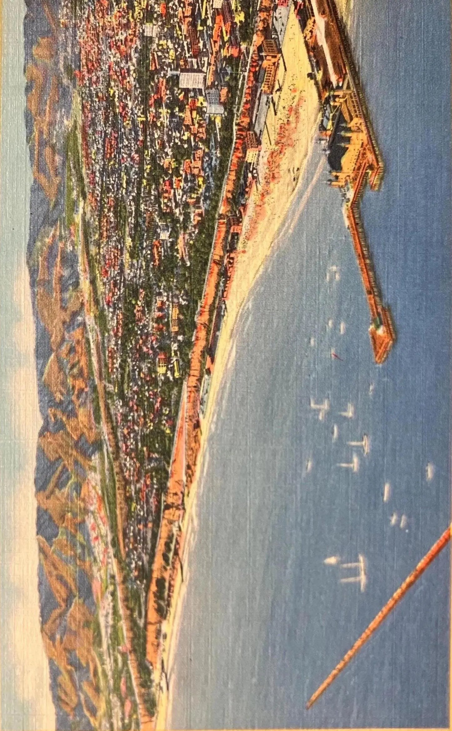 General View of Santa Monica, California - Yacht Harbor, the Palisades, and the Santa Monica Mountains… - Spence Air Photos - Postcard
