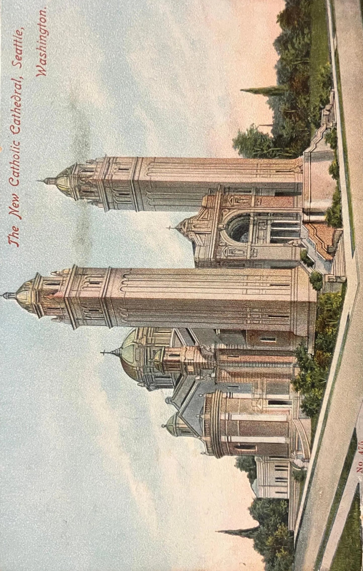 The New Catholic Cathedral, Seattle, Washington - Printed in Germany - Vintage Church Postcard