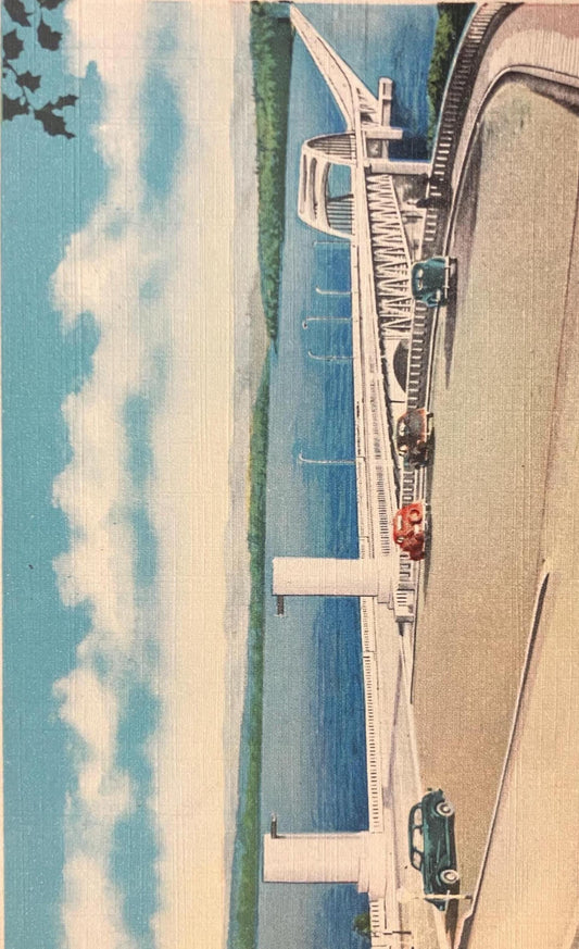 Lake Washington Pontoon Bridge at Seattle, Washington - Vintage Bridge Postcard