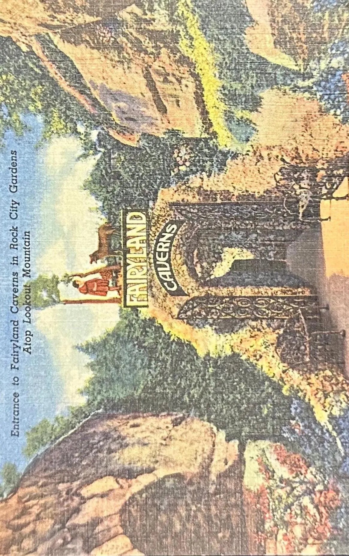 Entrance to Fairyland Caverns in Rock City Gardens, Atop Lookout Mountains, Georgia - Vintage Postcard
