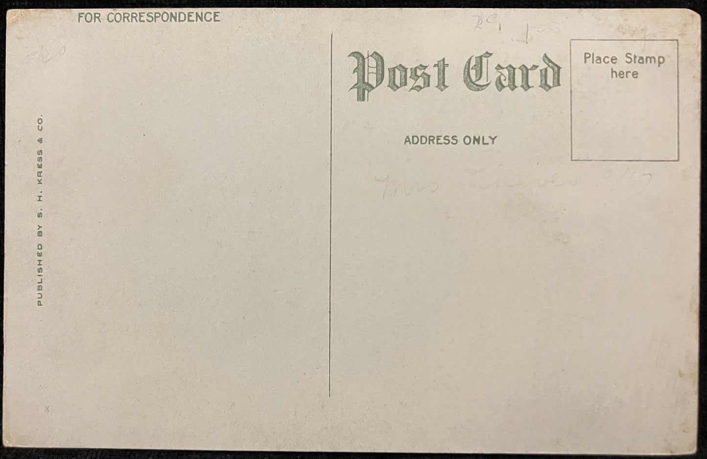 On front: Interior of St. Paul’s Catholic Church, Birmingham, Ala. On back: BlankUnmailedCondition: Great with minor discoloration and aging Publisher: S. H. Kress & Co. Color print