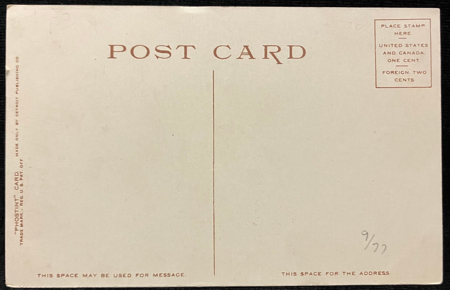 On front: Packet Jas. T. Staples Copr. Detroit Publishing CoOn back: Blank UnmailedCondition: Good with some aging and discoloration Publisher: Detroit Publishing Co. Hand color