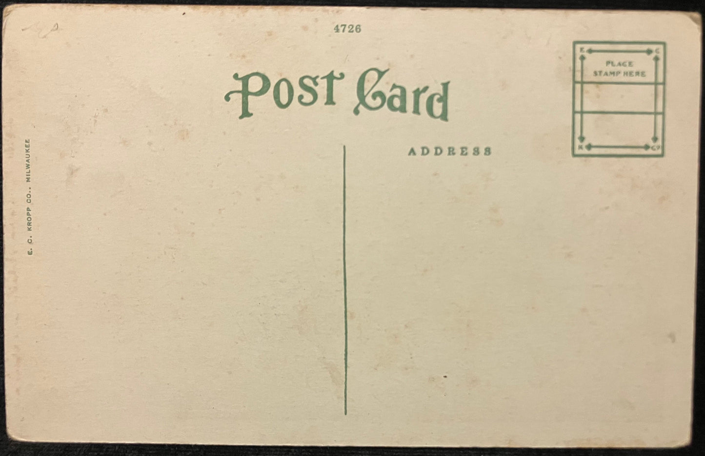 On front: Post Office and Federal Building, Montgomery, Ala. On back: Bank Unmailed: Condition: Good with some aging and discoloration Publisher: E. C. Kropp Co. Color