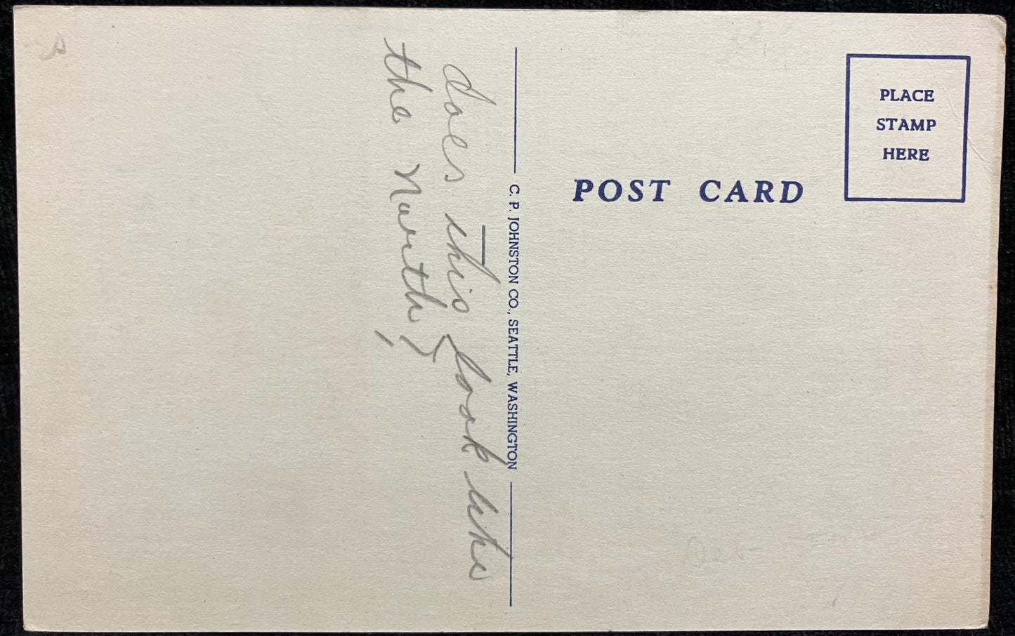 Front: Winter Time in AlaskaBack: BlankUnmailed: Condition: Excellent Publisher: C. P Jonston Co. Color linen