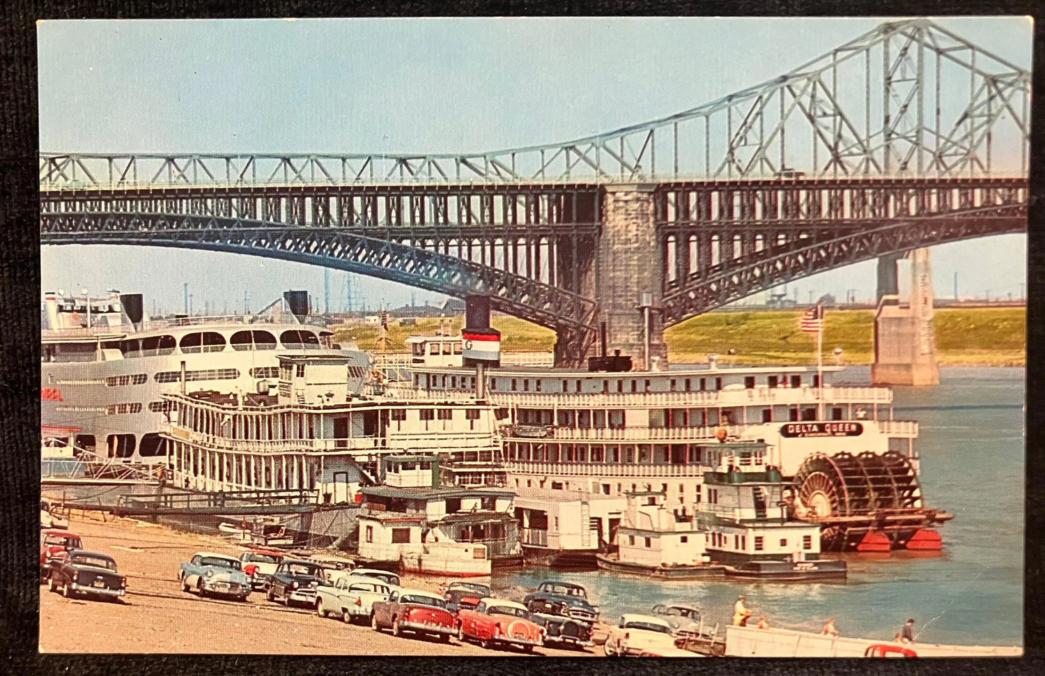 Steamboats on Riverfront - Mississippi Levee, St. Louis, Missouri - Photo by Jack Zehrt - Vintage Po
