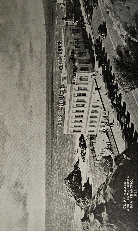Cliff House - Seal Rocks - San Francisco, California - Vintage Black and White Postcard