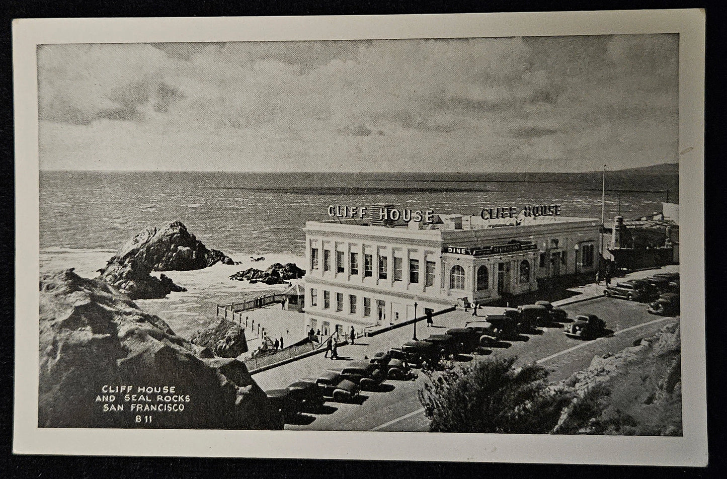 Cliff House - Seal Rocks - San Francisco, California - Vintage Black and White Postcard