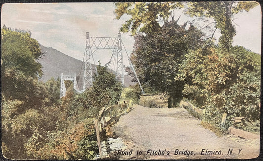 Road to Fitche's Bridge, Elmira, New York - Made in Germany - Vintage Postcard