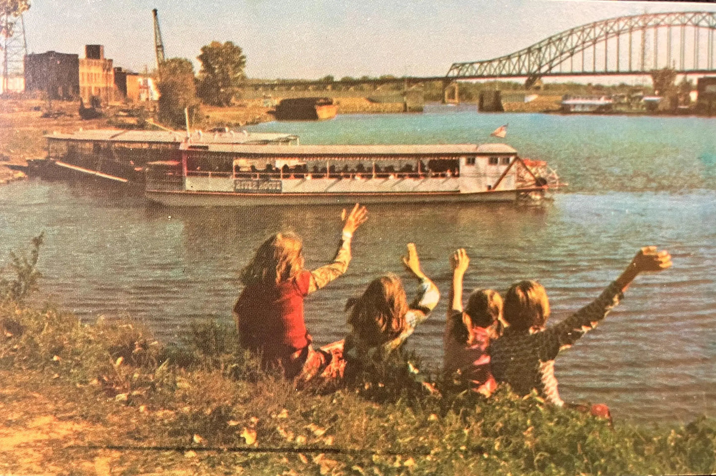 The River Rogue on the Mississippi River - Dubuque, Iowa - Vintage Bridge Postcard