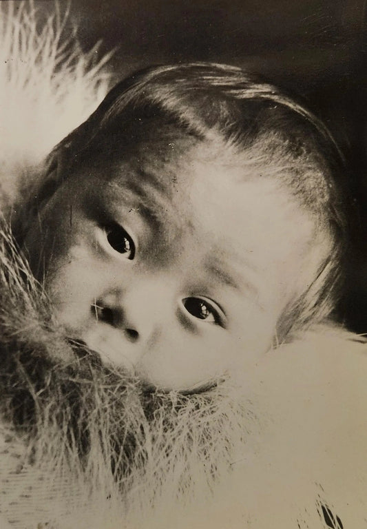 RPPC Back River Indigenous Baby Wrapped In Furs- Eskimo Infant in Fur Wrap Vintage Postcard