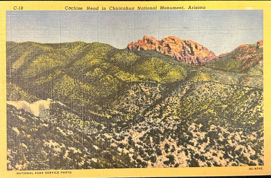Cochise Head - Chiricahua National Monument - Arizona - 1950s Linen Postcard