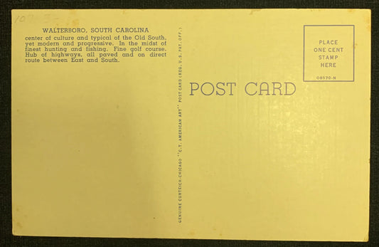 Colleton County Courthouse, Walterboro, South Carolina - Vintage South Carolina Postcard - hub of So