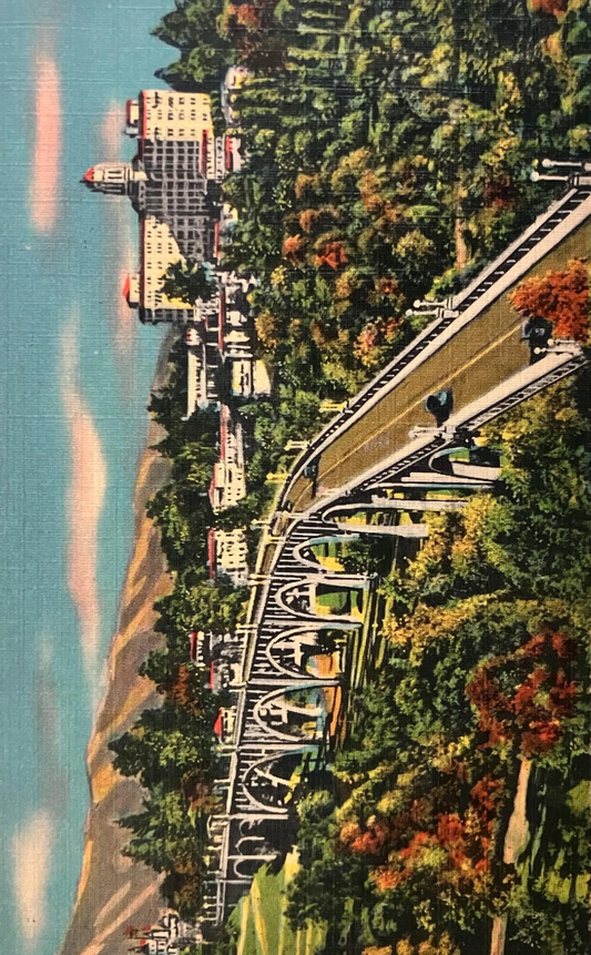 Colorado Street Bridge - Arroyo Seco - Pasadena, California - 1940s Linen - Bridge Postcard