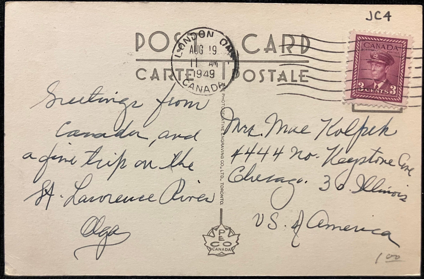 Pont Jacques Cartier - Bridge, Montreal, Canada - Vintage Postcard