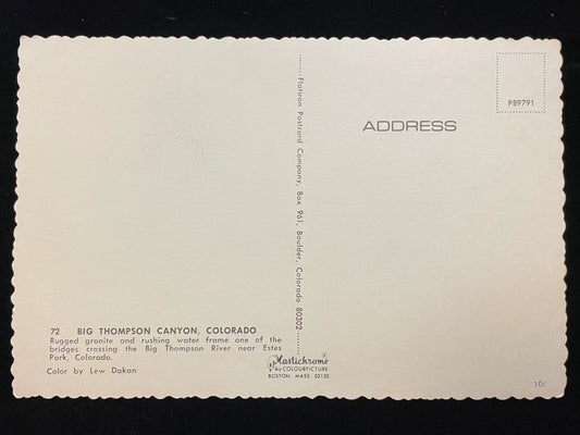 Big Thompson Canyon - Colorado 1960s vintage Postcard