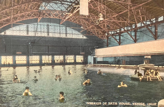 Interior of Bath house, Venice, California - Vintage California Postcard - Built in 1908 as a Public Bath House