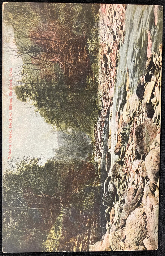 Tinkers Creek, Bedford Glens, Bedford, Ohio. - Printed in Germany - Vintage  Hand tinted photo Postcard - Pastoral Ohio scene 1920s