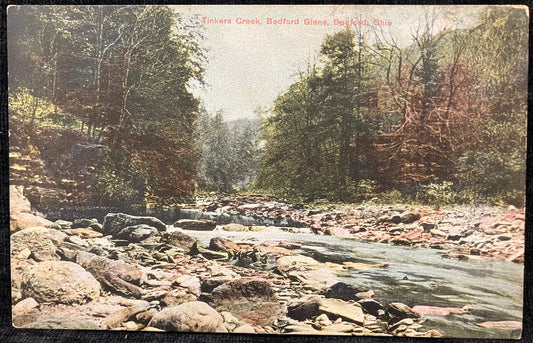 Tinkers Creek, Bedford Glens, Bedford, Ohio. - Printed in Germany - Vintage  Hand tinted photo Postcard - Pastoral Ohio scene 1920s