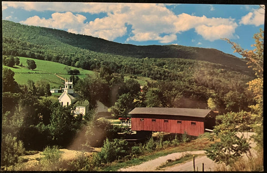 Old Covered Wood Bridge in West Arlington, Vermont - Photo by William Sargent - Vintage Postcard