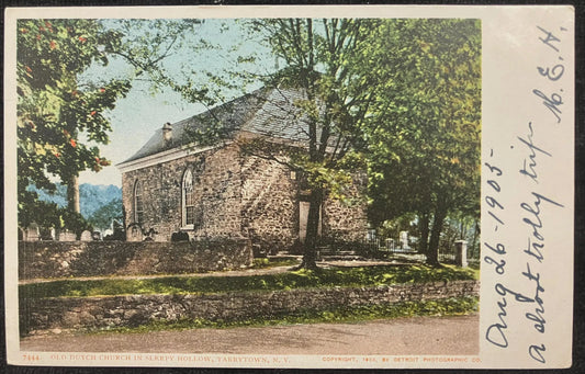 Old Dutch Church in Sleepy Hollow, Tarrytown, New York - Copyright, 1903, by Detroit Photographic Co. - Vintage Church Postcard