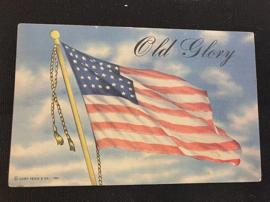 Old Glory - Curteich and Co. Inc. - Vintage Postcard
