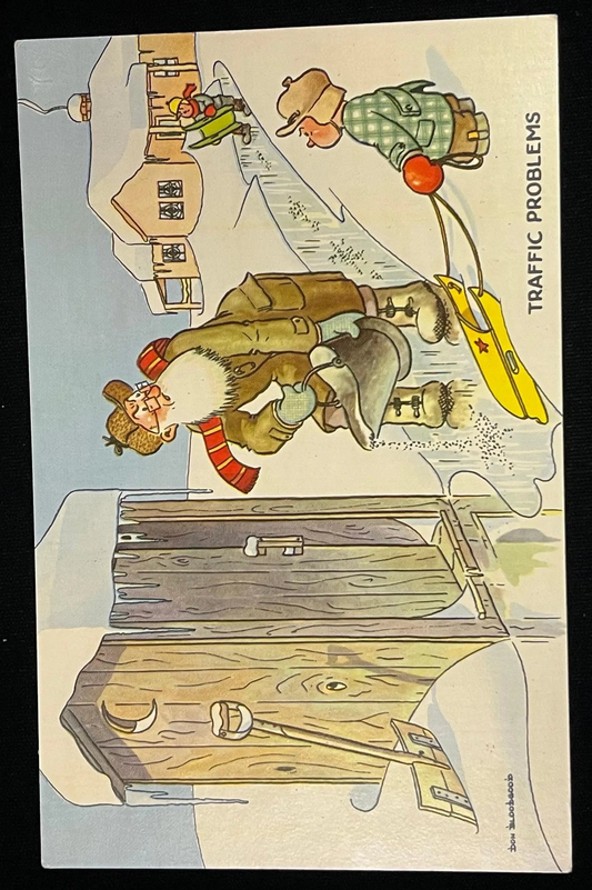 Traffic Problems - Vintage Comedic Postcard