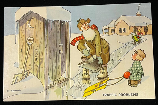 Traffic Problems - Vintage Comedic Postcard