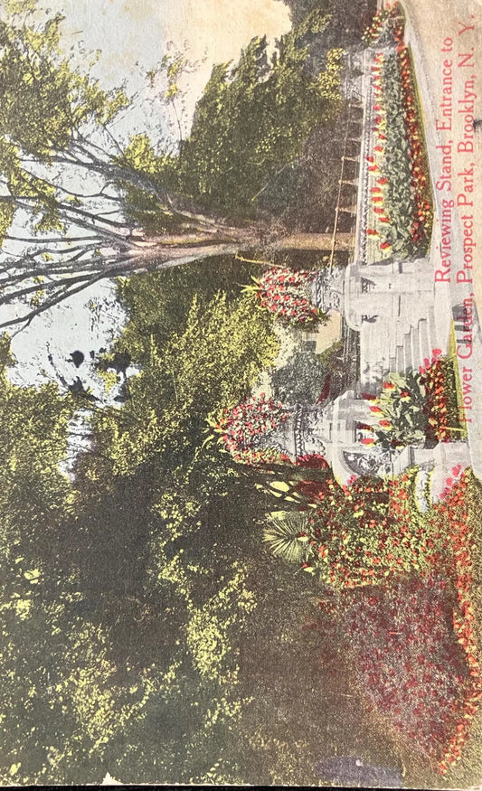 Reviewing Stand, Entrance to Flower Garden, Prospect Park, Brooklyn New York - Vintage Park Postcard