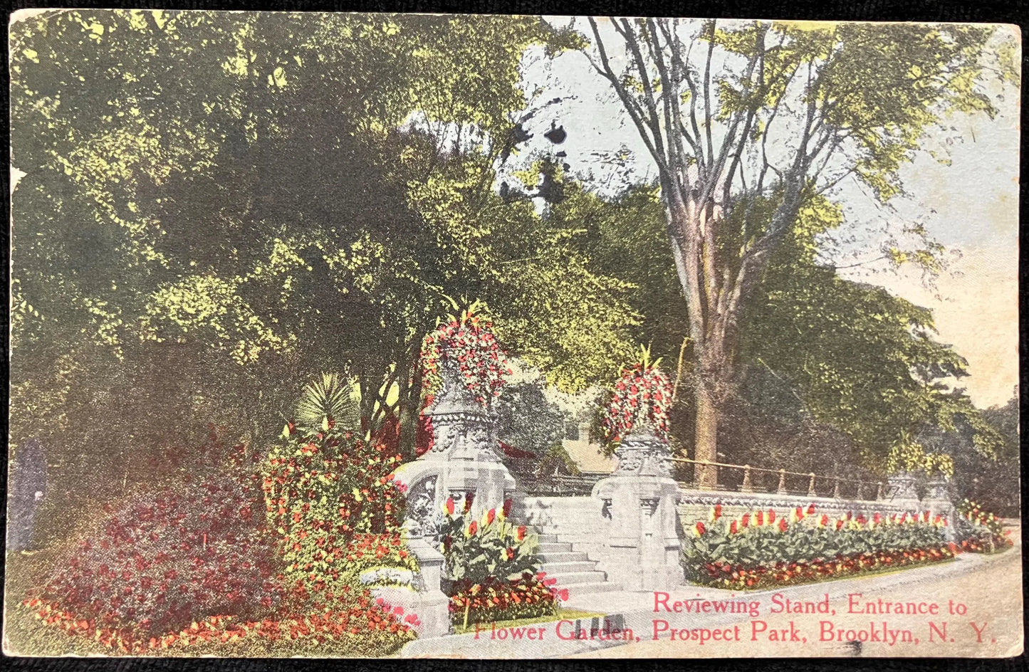 Reviewing Stand, Entrance to Flower Garden, Prospect Park, Brooklyn New York - Vintage Park Postcard
