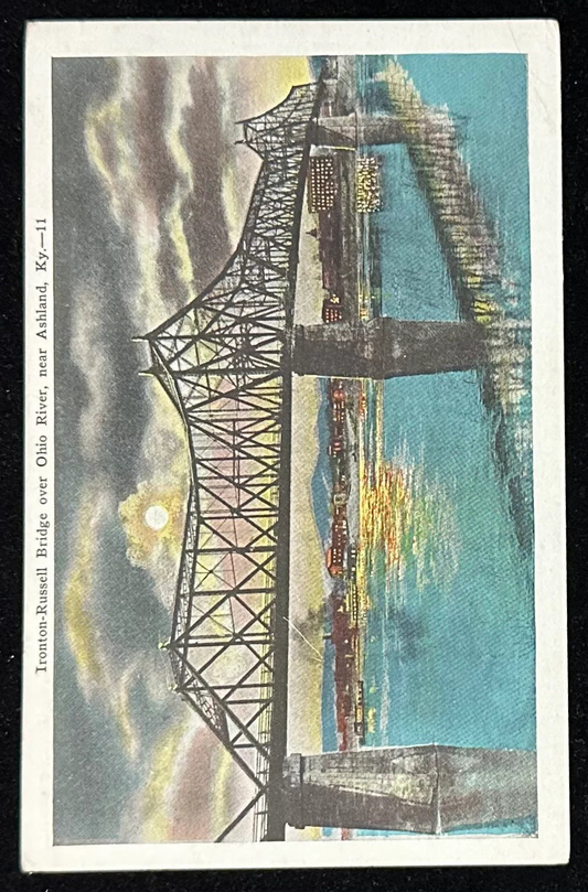 Tronton-Russell Bridge over Ohio River - Ashland, Kentucky - Vintage Postcard