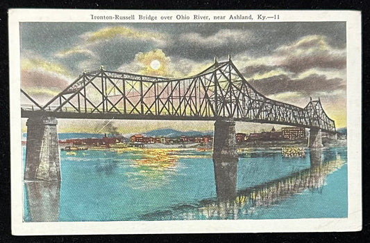 Tronton-Russell Bridge over Ohio River - Ashland, Kentucky - Vintage Postcard