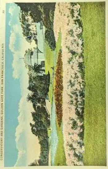 Conservatory and Gardens, Golden Gate Park, San Francisco, California - Vintage Conservatory Postcard - home of Rare tropical plants