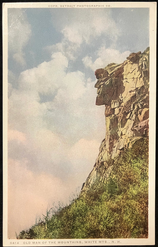 Old Man of the Mountains, White Mountains, New Hampshire - Copr. Detroit Photographic Co. - Vintage Scenic Postcard