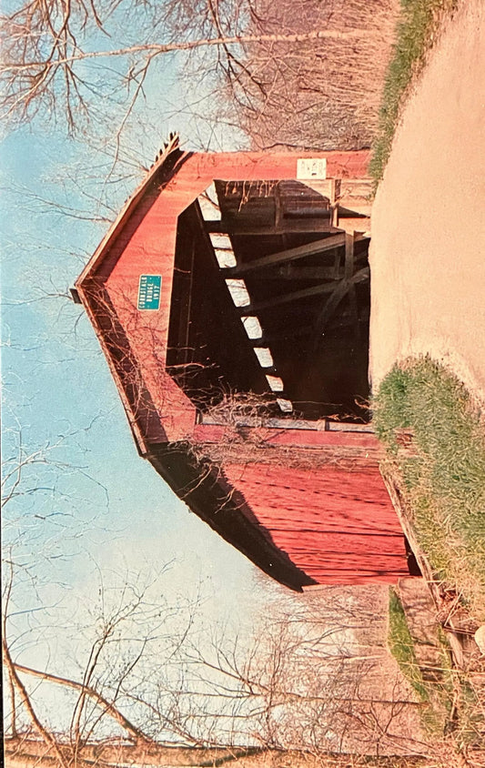 Cornstalk Bridge over Cornstalk Creek in Putnam County, Indiana - Photo by Floyd Mitchell - Vintage Covered Bridge Postcard