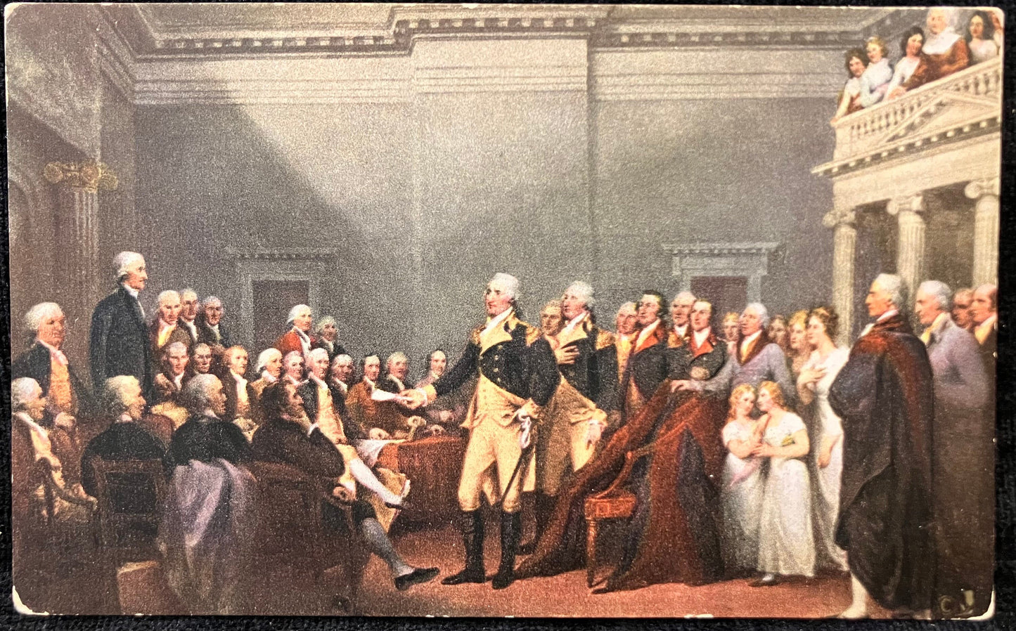 Washington Resigning his Commission - Yale School of Fine Arts - New Haven, Conn. - Vintage University Postcard