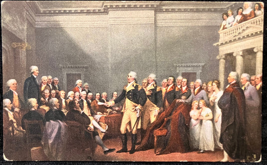Washington Resigning his Commission - Yale School of Fine Arts - New Haven, Conn. - Vintage University Postcard