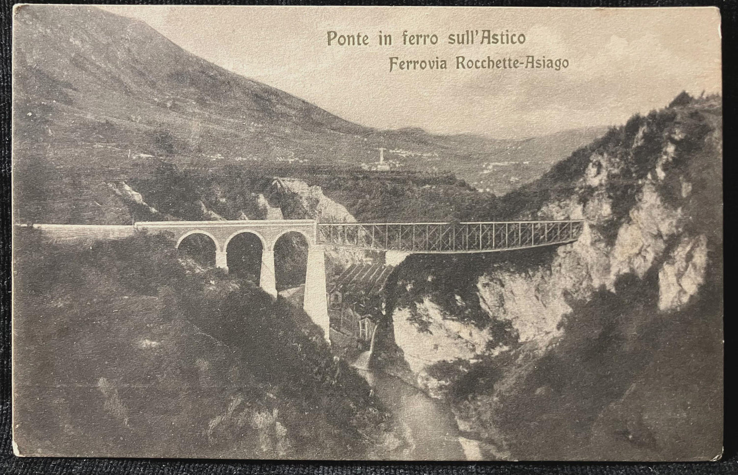 Ponte in ferro sull'Astico Ferrovia Rocchette-Asiago - Vintage Bridge Postcard