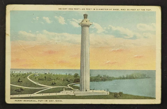 Perry Memorial, Put-In-Bay, Ohio - Vintage Ohio Postcard - vintage monument postcard
