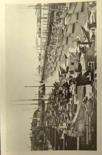 Fishermen's Wharf, San Francisco in the 1920 Boradeli Hi Gloss Print - RPPC with glossy offset Printing i pleasure and fishing boats in Warf