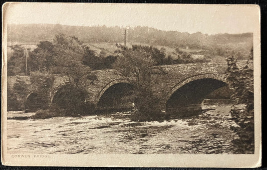 Corwen Bridge Denbighshire - Vintage English Bridge Postcard - Made in England - RPPC photo card